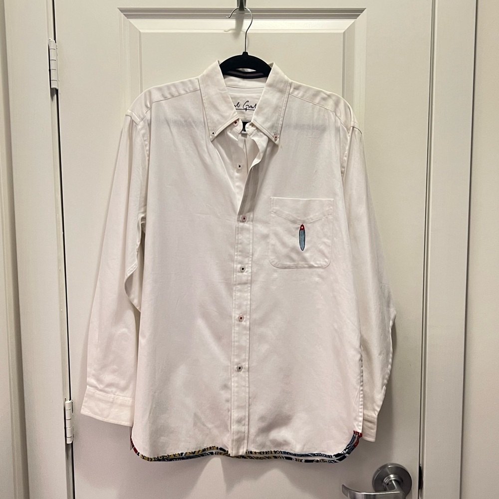 Robert Graham, Medium White Button Down w/ surf board